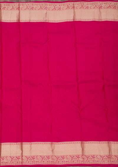 Rani Pink Zariwork Pure Silk Saree-Koskii