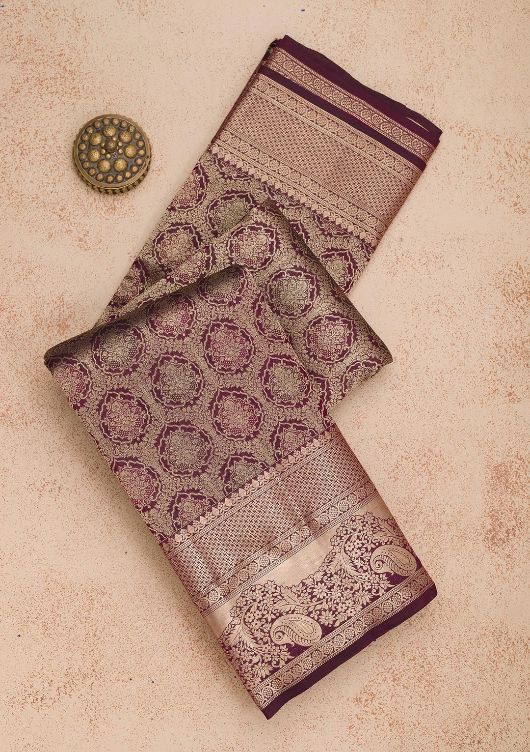 Brown Zariwork Pure Silk Saree-Koskii