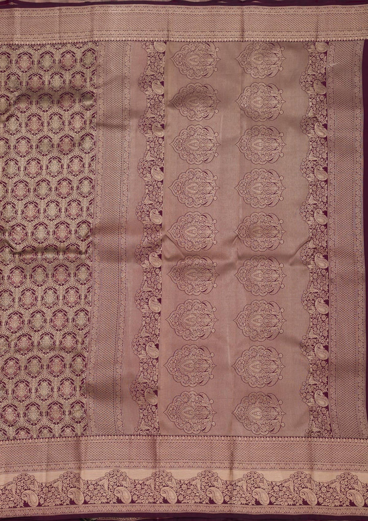 Brown Zariwork Pure Silk Saree-Koskii