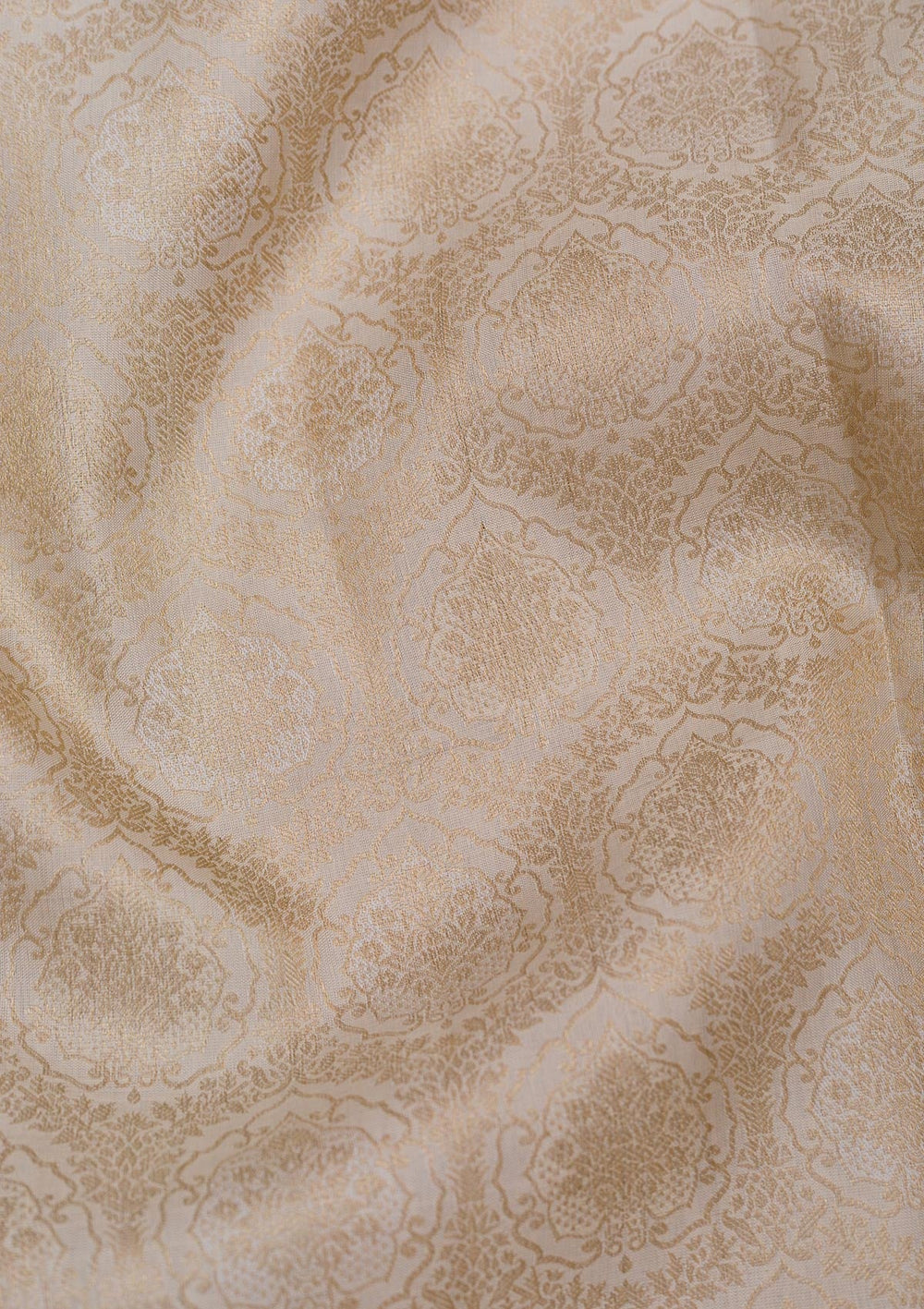 Cream Zariwork Pure Silk Saree-Koskii