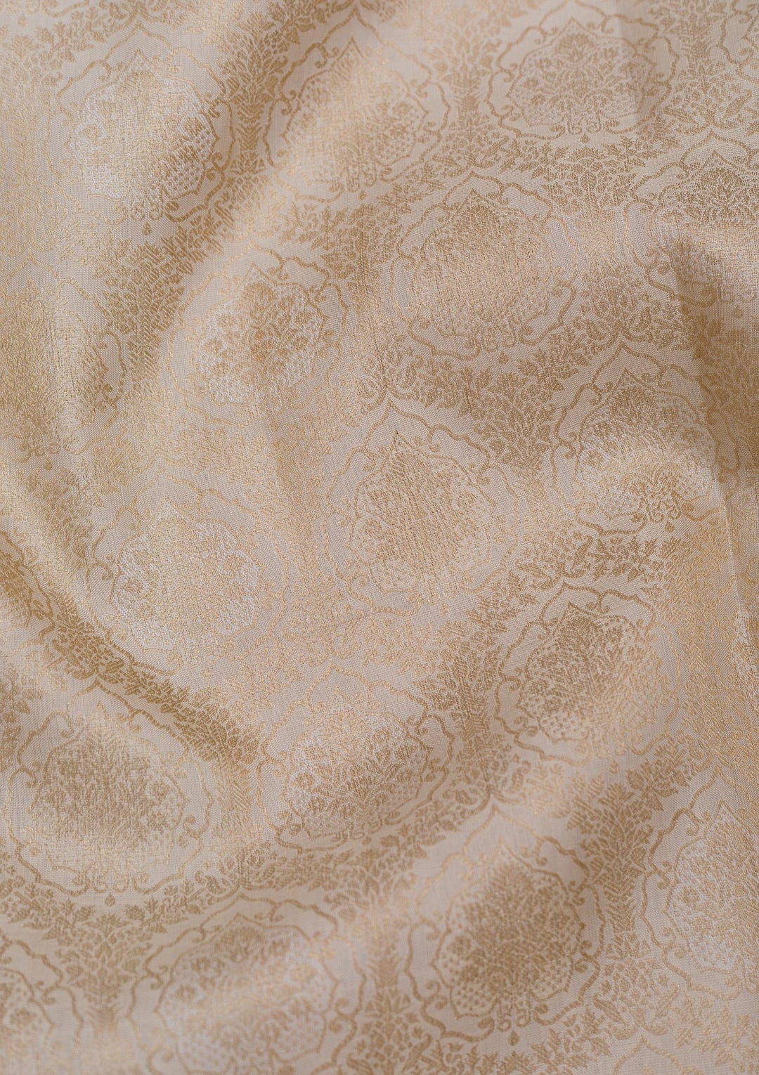 Cream Zariwork Pure Silk Saree-Koskii