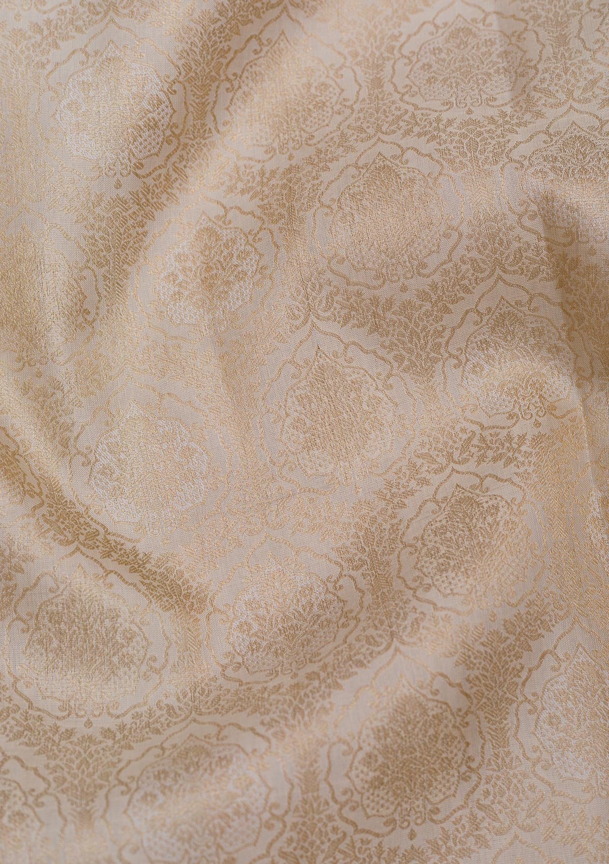 Cream Zariwork Pure Silk Saree-Koskii