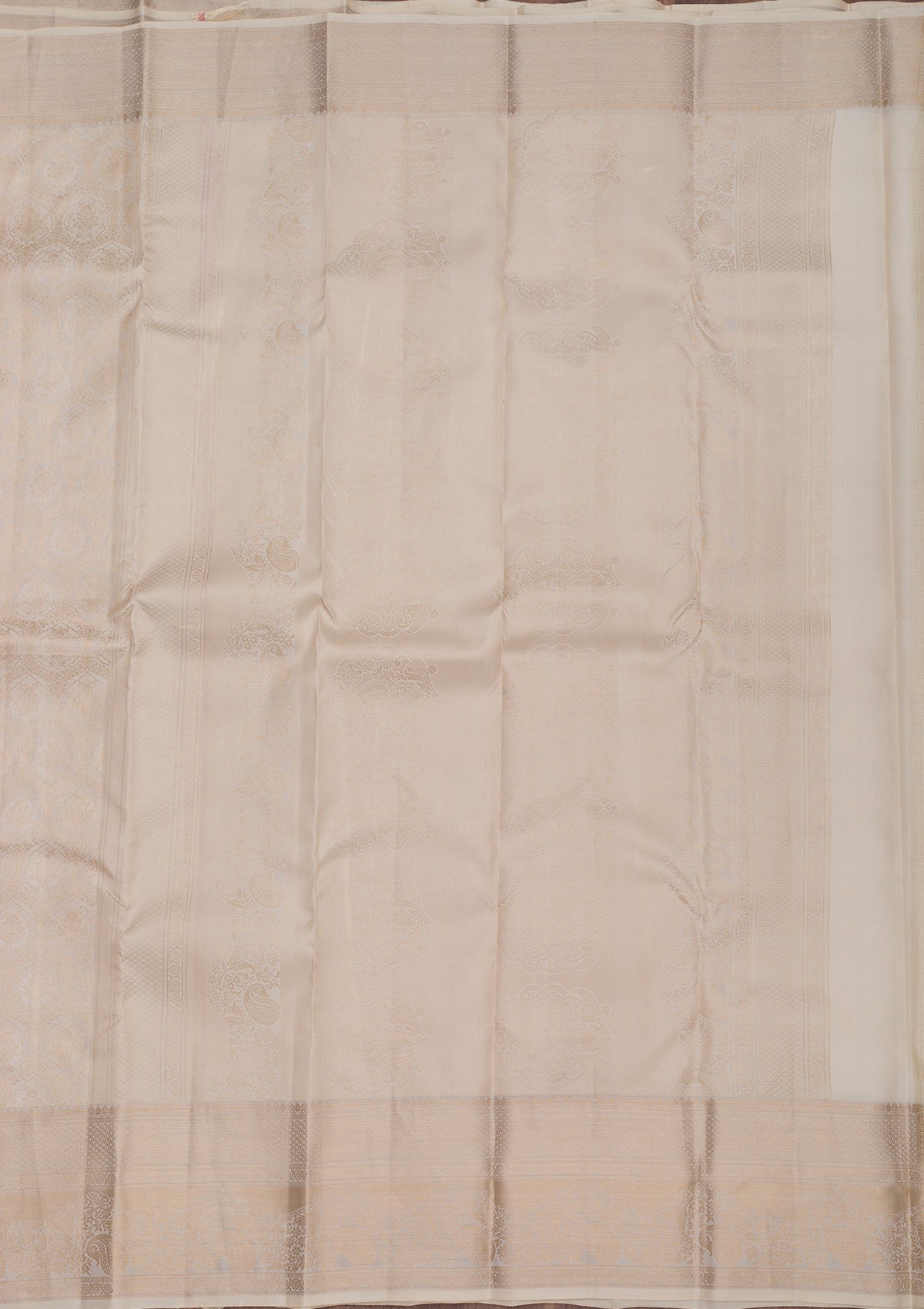 Cream Zariwork Pure Silk Saree-Koskii