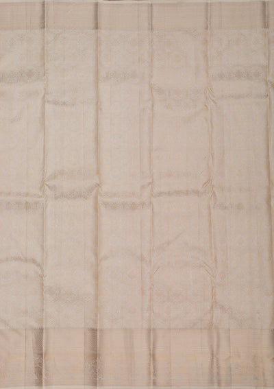 Cream Zariwork Pure Silk Saree-Koskii