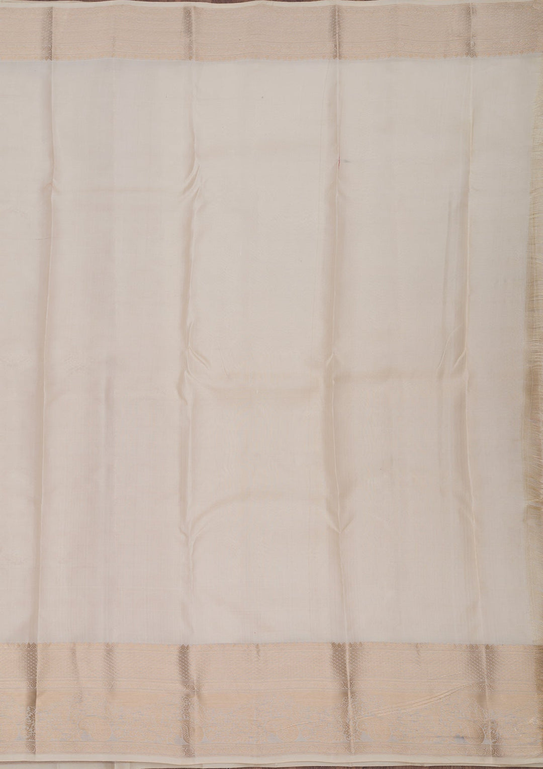 Cream Zariwork Pure Silk Saree-Koskii