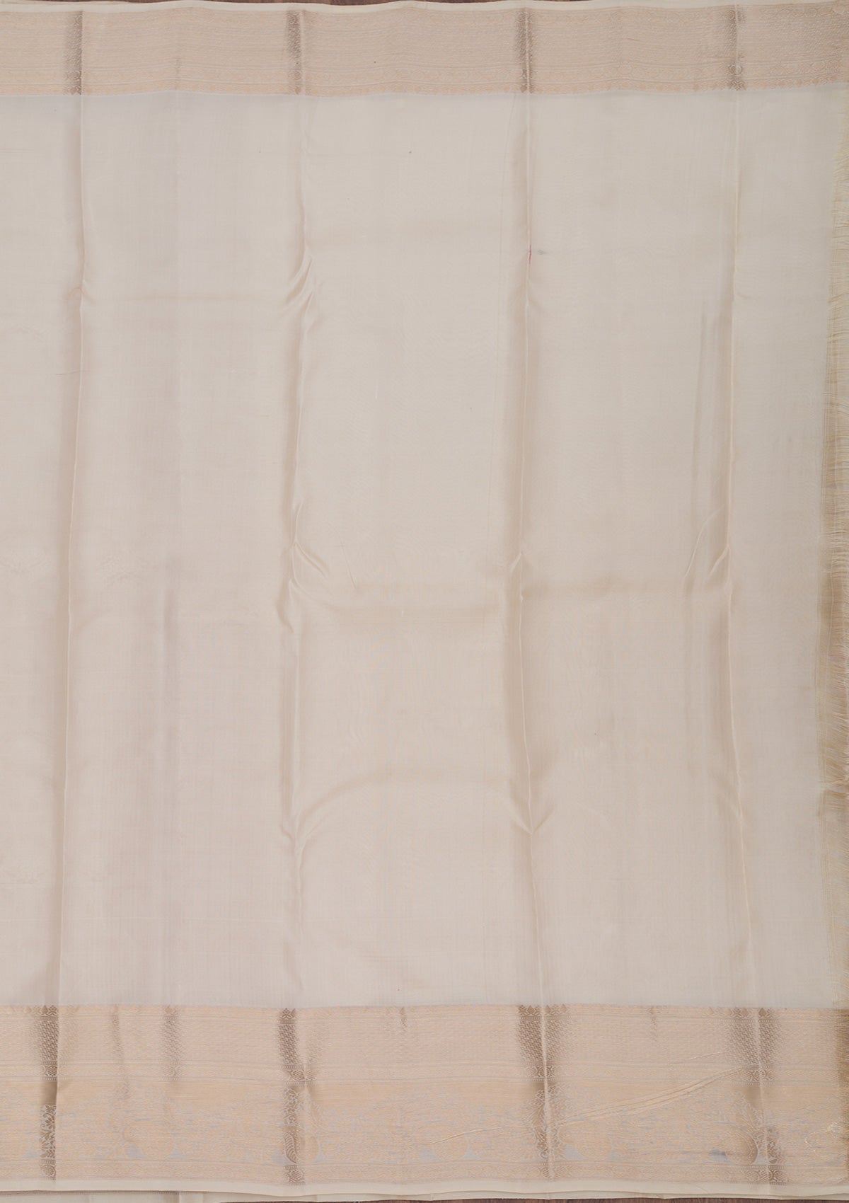 Cream Zariwork Pure Silk Saree-Koskii