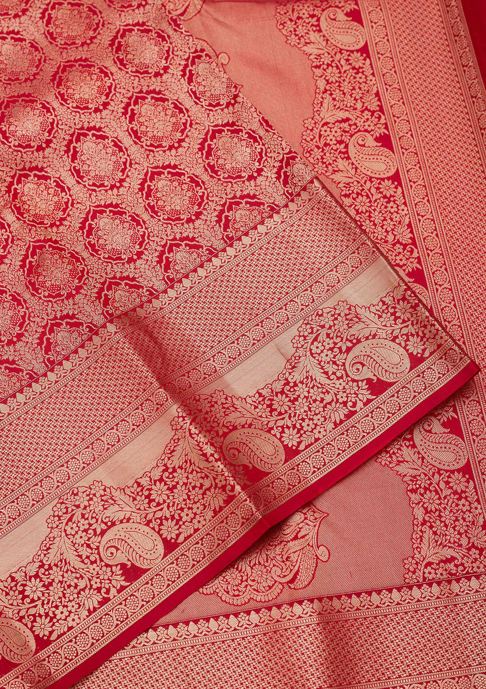 Red Zariwork Pure Silk Saree-koskii