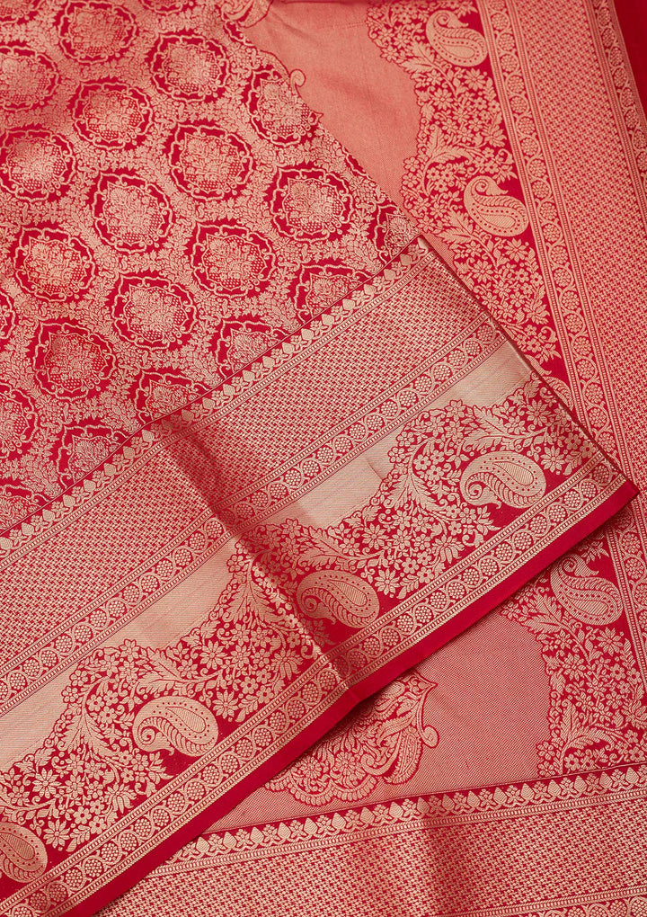 Red Zariwork Pure Silk Saree-koskii