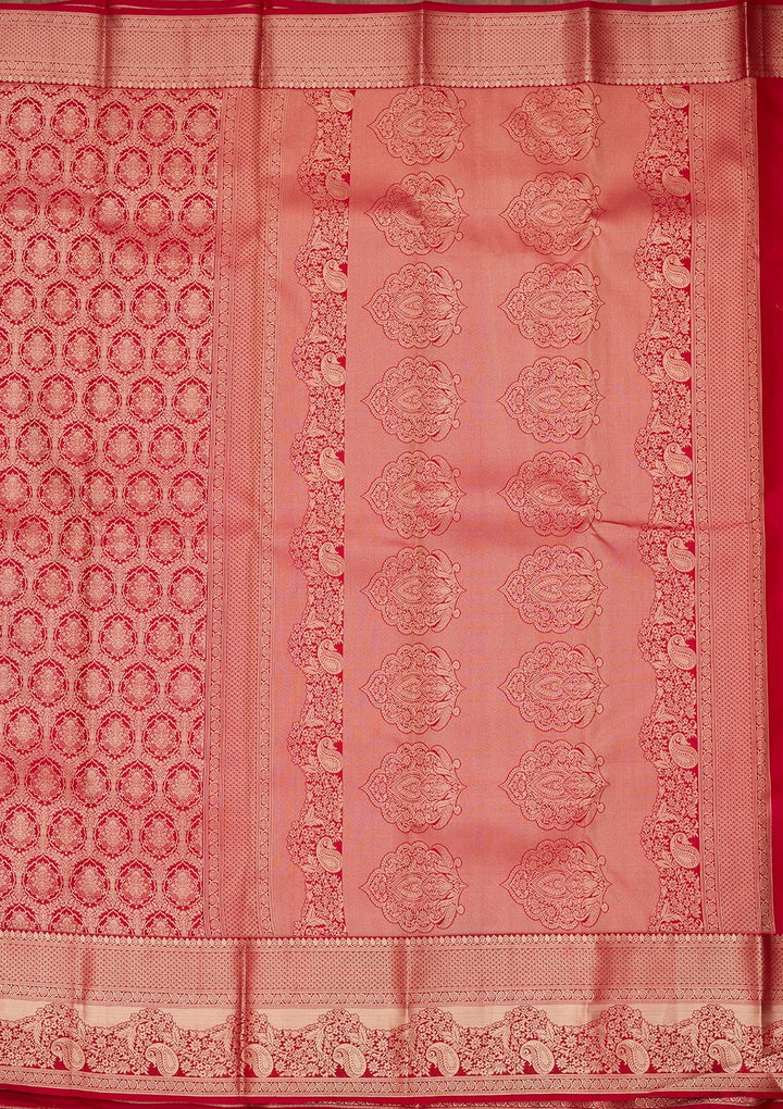 Red Zariwork Pure Silk Saree-koskii