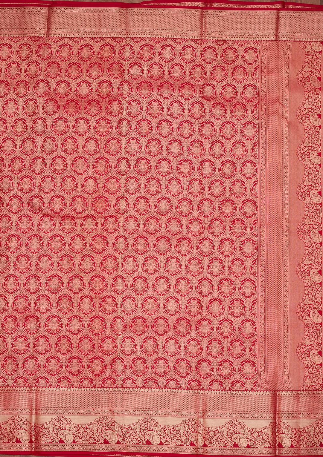 Red Zariwork Pure Silk Saree-koskii