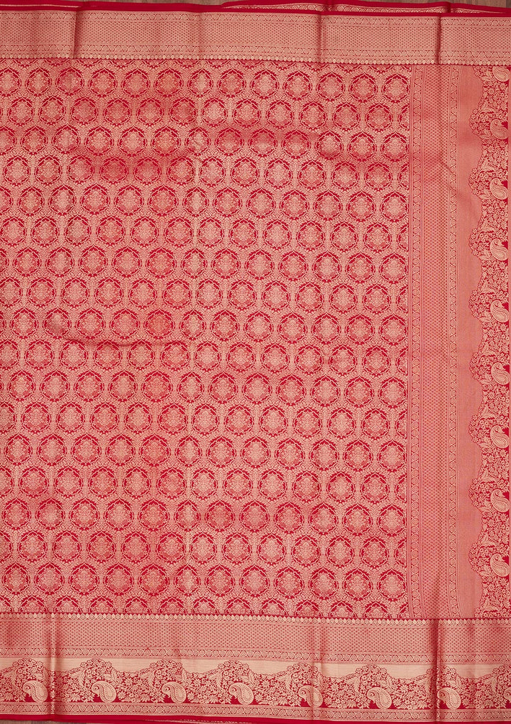 Red Zariwork Pure Silk Saree-koskii