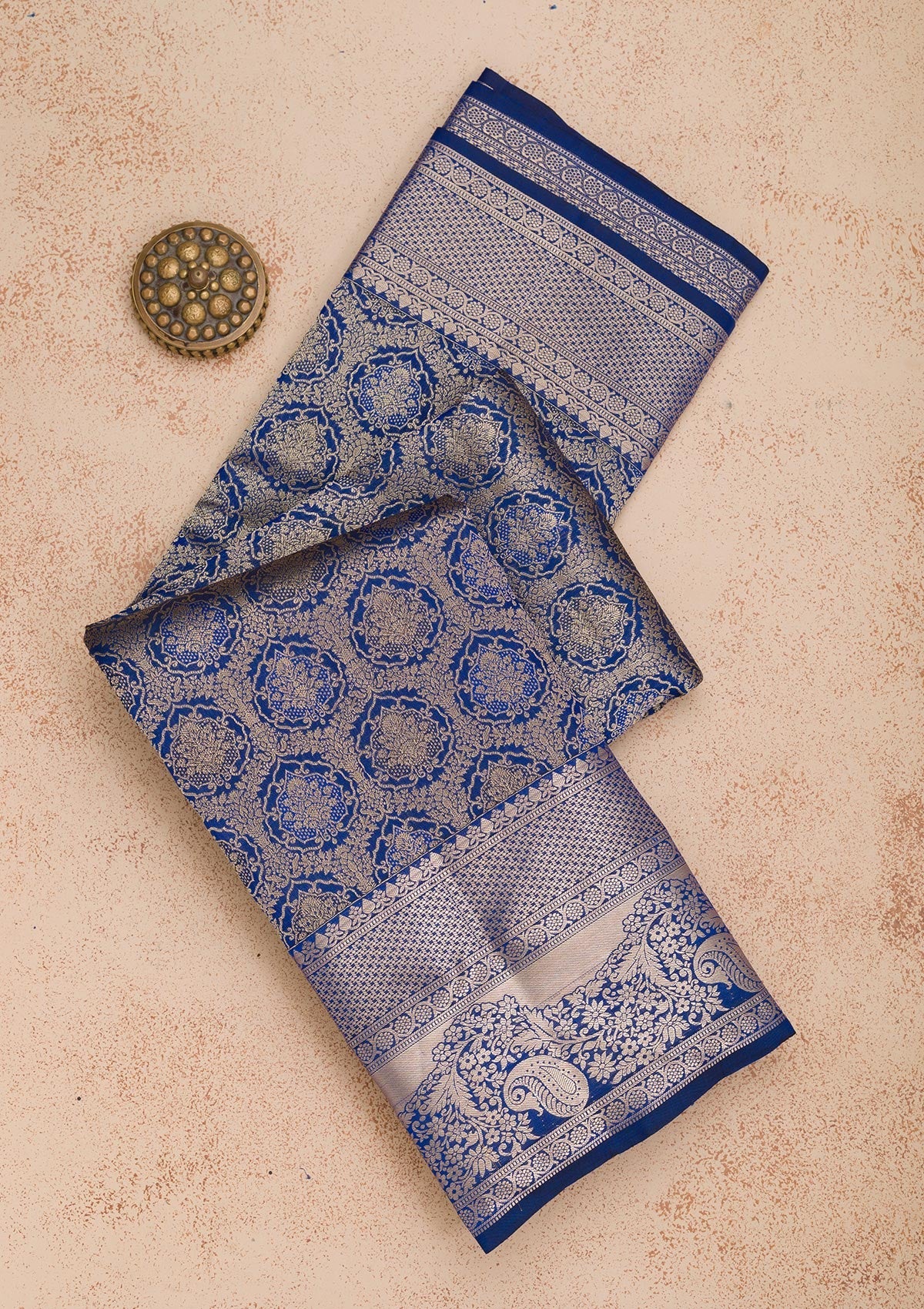 Royal Blue Zariwork Pure Silk Saree-Koskii