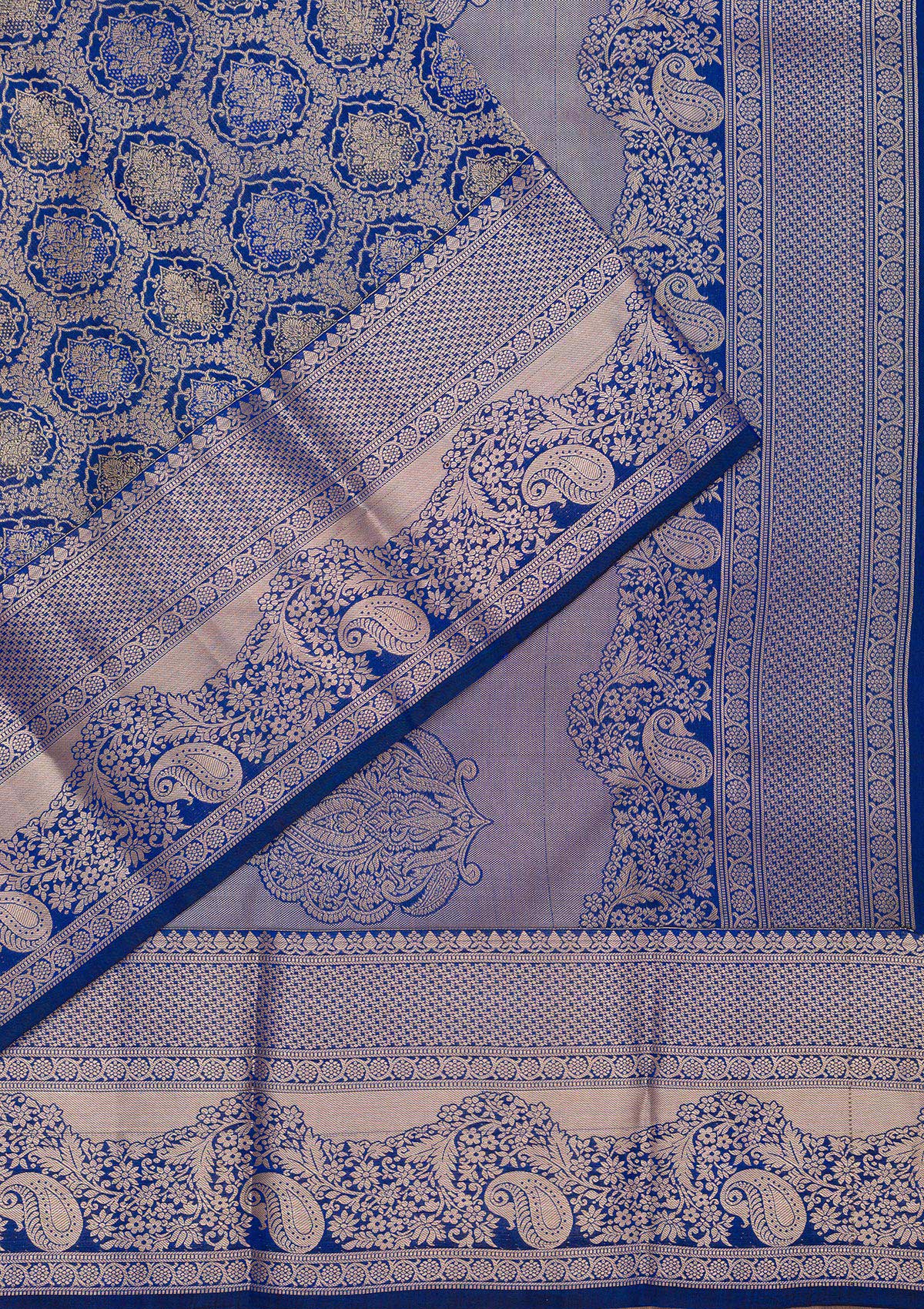 Royal Blue Zariwork Pure Silk Saree-Koskii