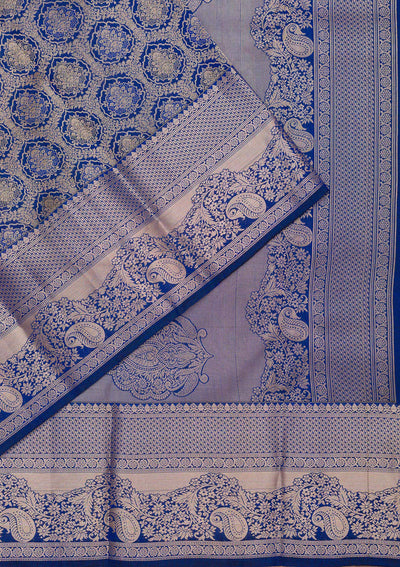 Royal Blue Zariwork Pure Silk Saree-Koskii