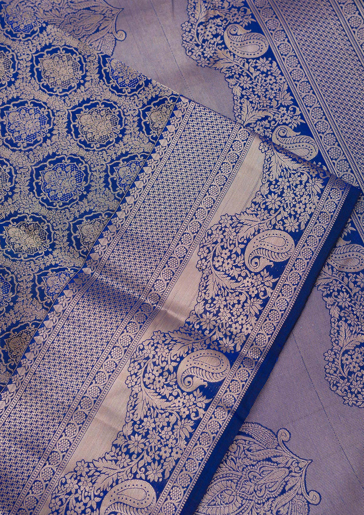 Royal Blue Zariwork Pure Silk Saree-Koskii
