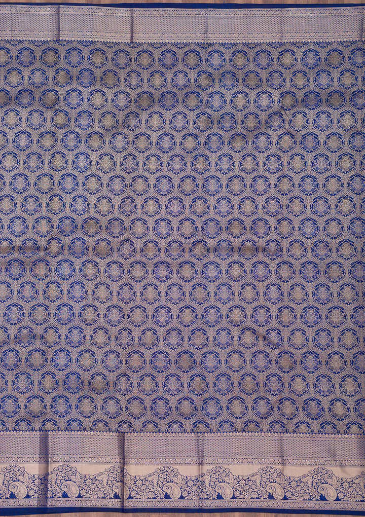 Royal Blue Zariwork Pure Silk Saree-Koskii