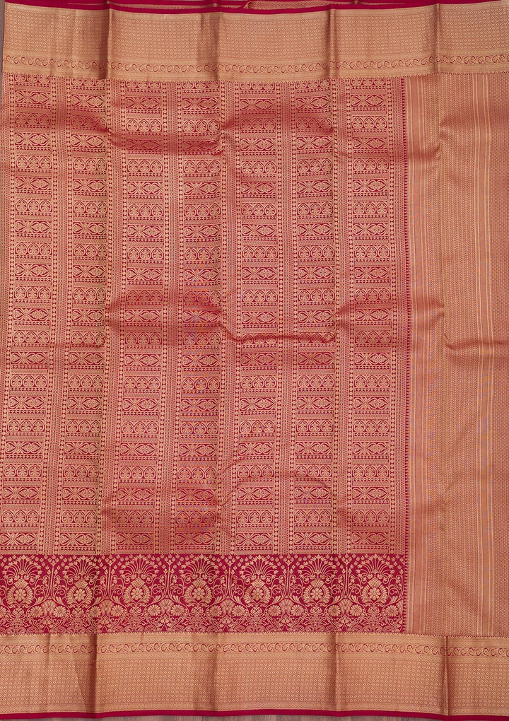 Maroon Zariwork Pure Silk Saree-Koskii