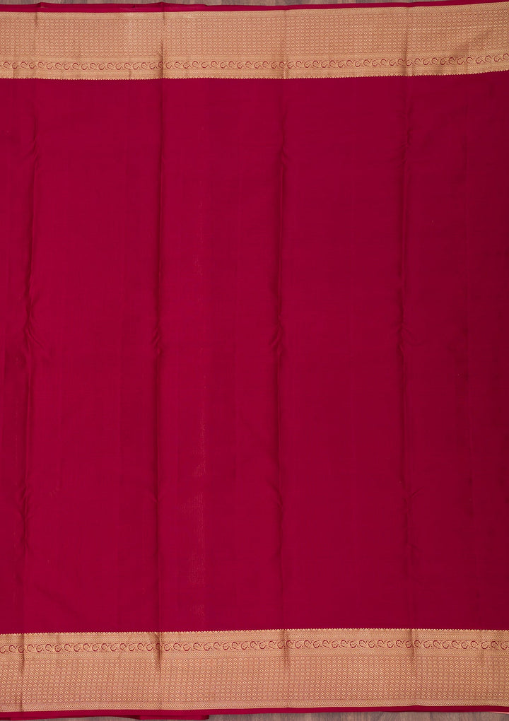 Maroon Zariwork Pure Silk Saree-Koskii