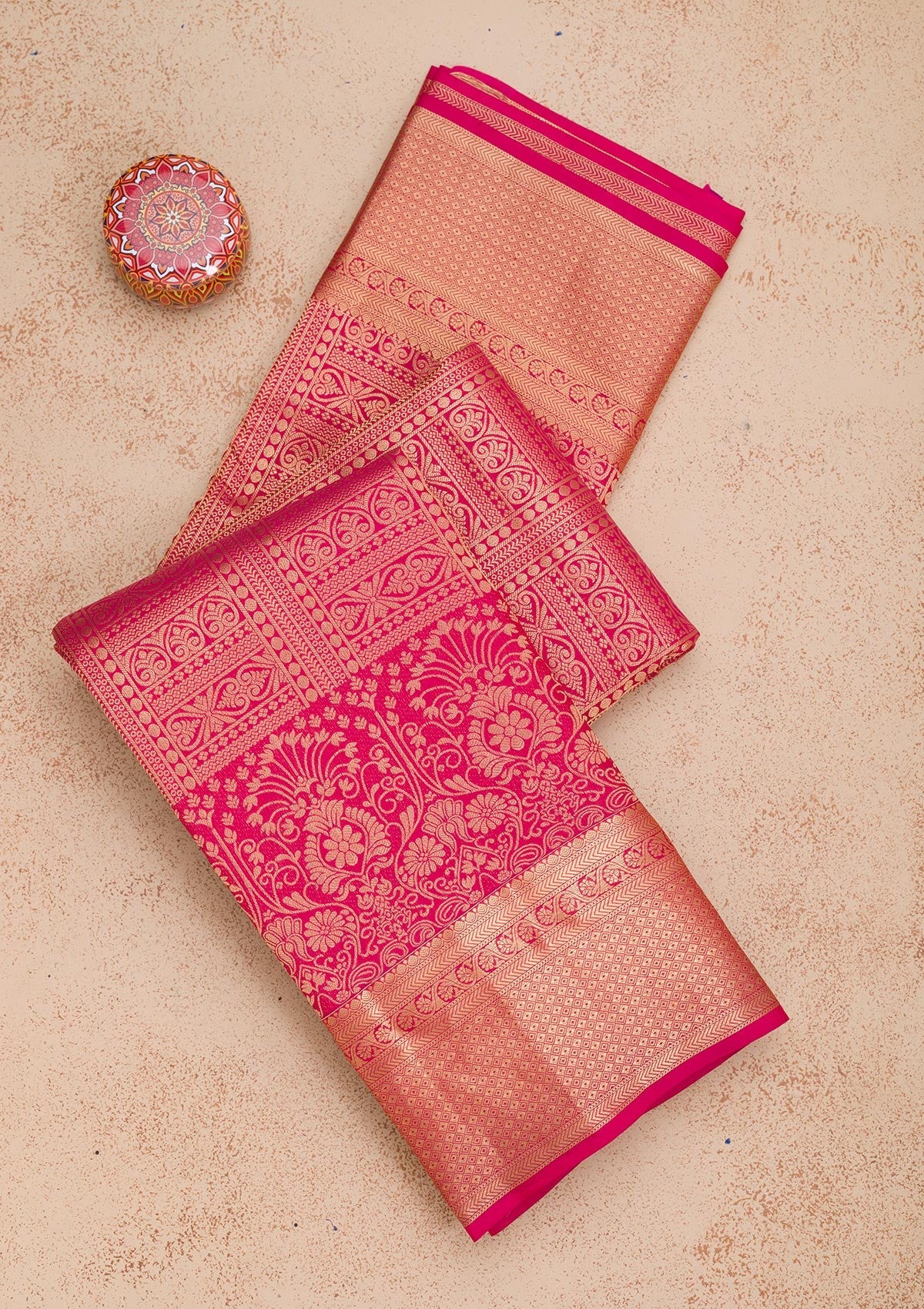 Rani Pink Zariwork Pure Silk Saree-Koskii