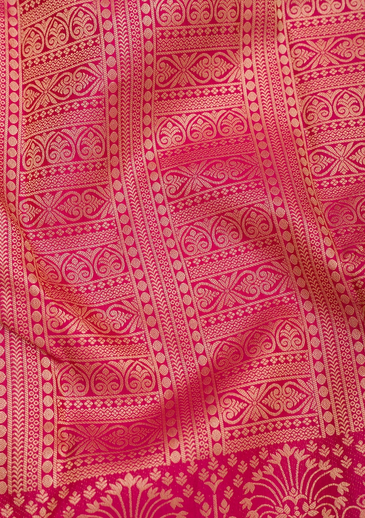 Rani Pink Zariwork Pure Silk Saree-Koskii