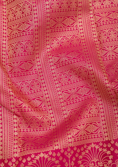Rani Pink Zariwork Pure Silk Saree-Koskii
