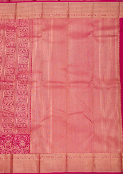 Rani Pink Zariwork Pure Silk Saree-Koskii