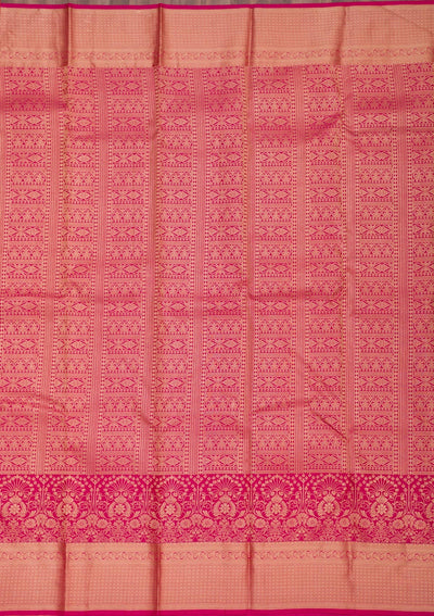 Rani Pink Zariwork Pure Silk Saree-Koskii