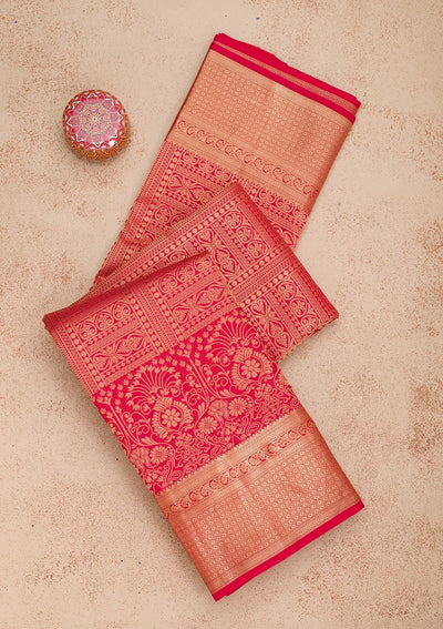 Red Zariwork Pure Silk Saree-Koskii