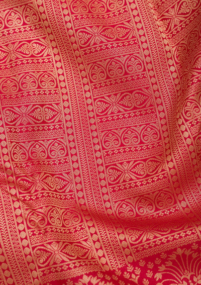 Red Zariwork Pure Silk Saree-Koskii
