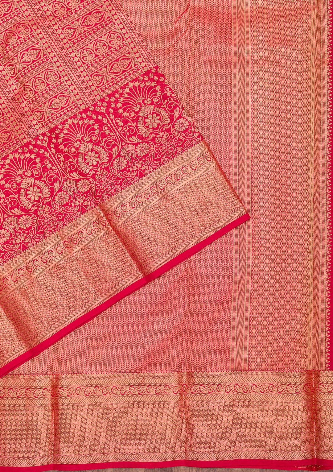 Red Zariwork Pure Silk Saree-Koskii