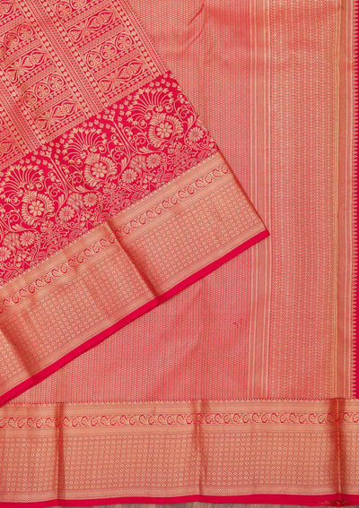 Red Zariwork Pure Silk Saree-Koskii