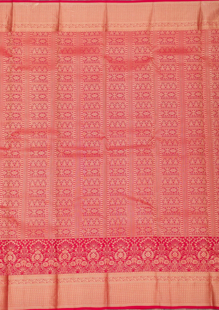 Red Zariwork Pure Silk Saree-Koskii