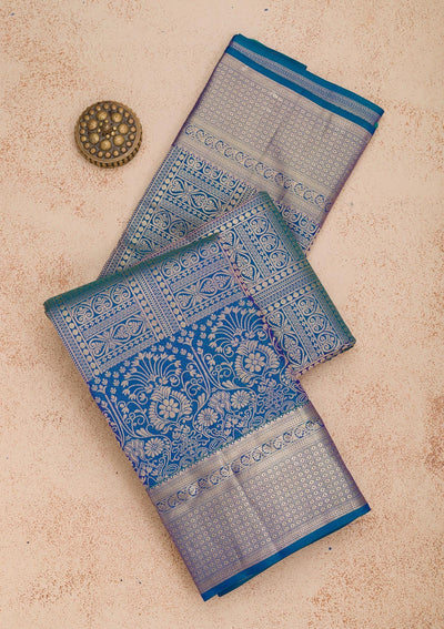 Royal Blue Zariwork Pure Silk Saree-Koskii