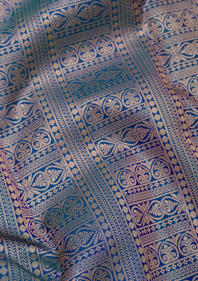 Royal Blue Zariwork Pure Silk Saree-Koskii