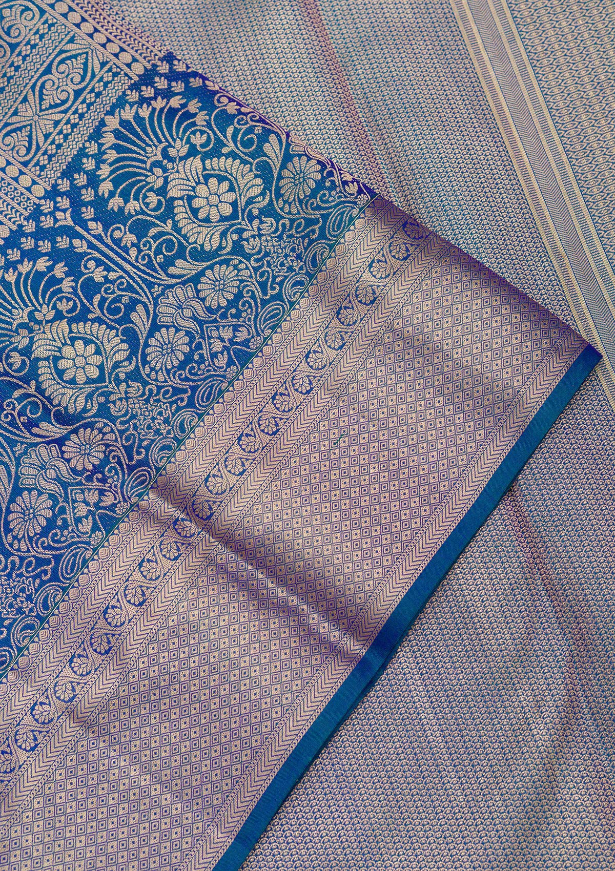 Royal Blue Zariwork Pure Silk Saree-Koskii