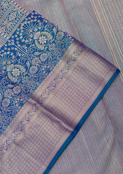 Royal Blue Zariwork Pure Silk Saree-Koskii