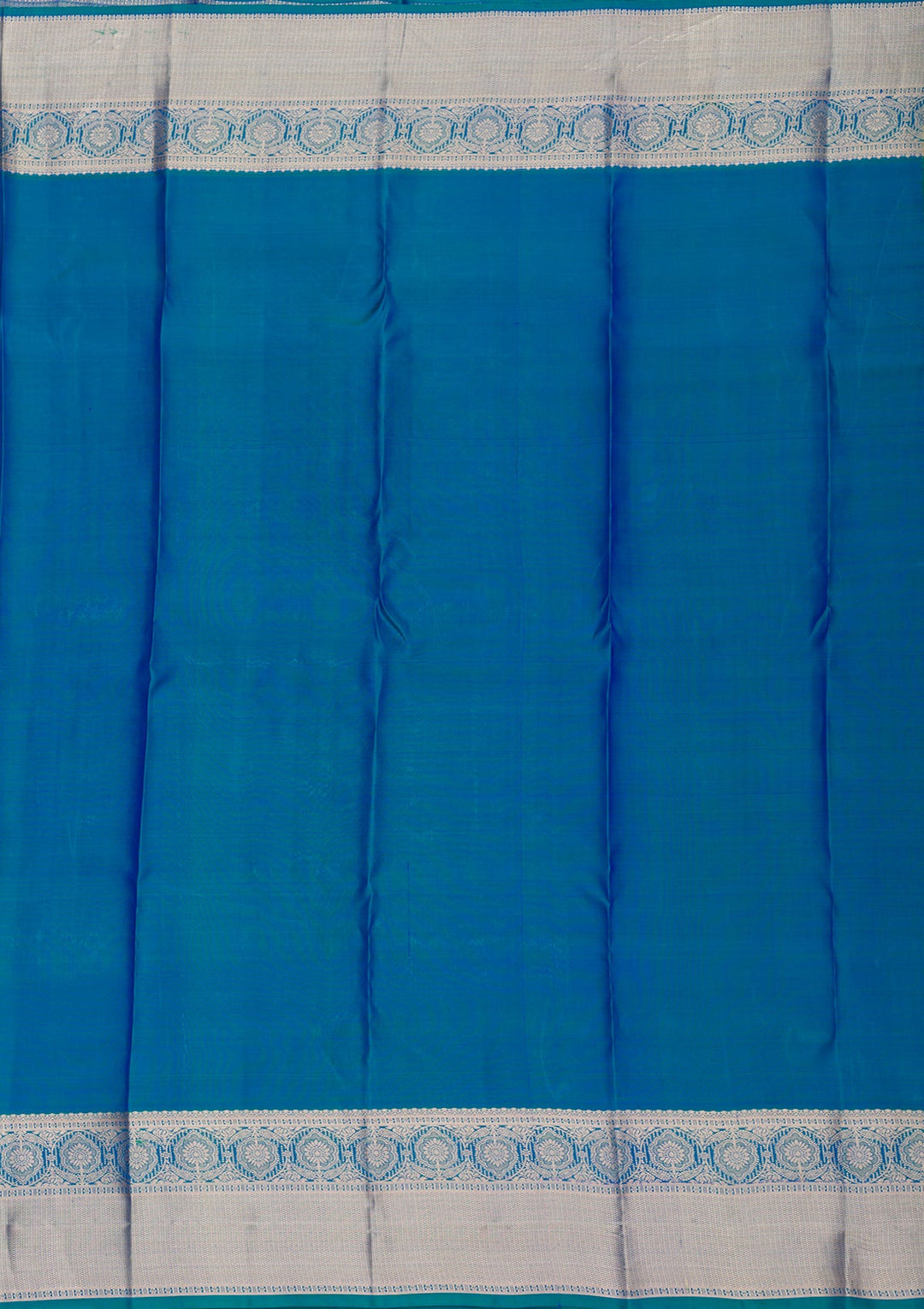 Peacock Blue Zariwork Pure Silk Saree-Koskii