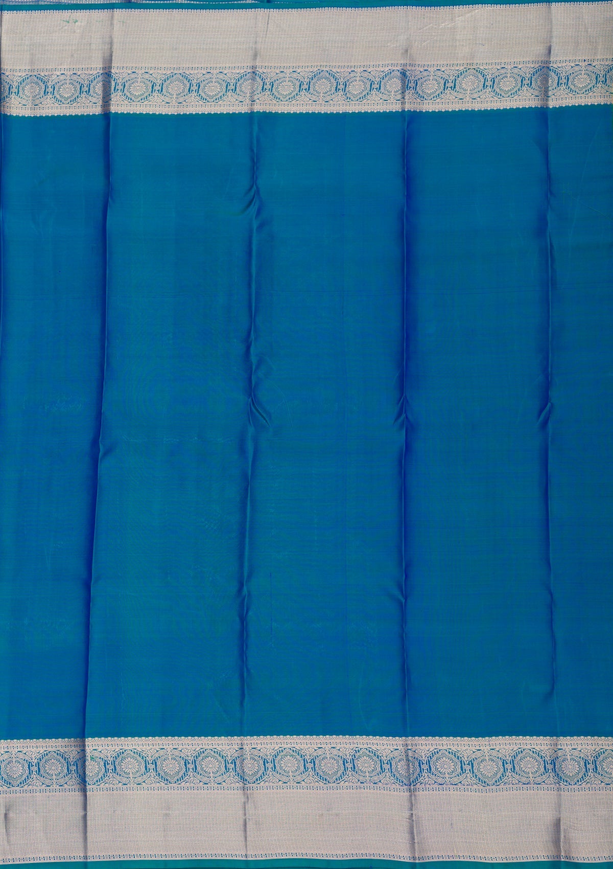 Peacock Blue Zariwork Pure Silk Saree-Koskii