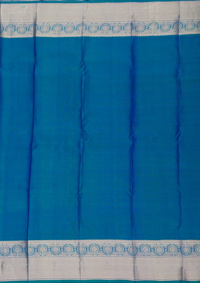 Peacock Blue Zariwork Pure Silk Saree-Koskii