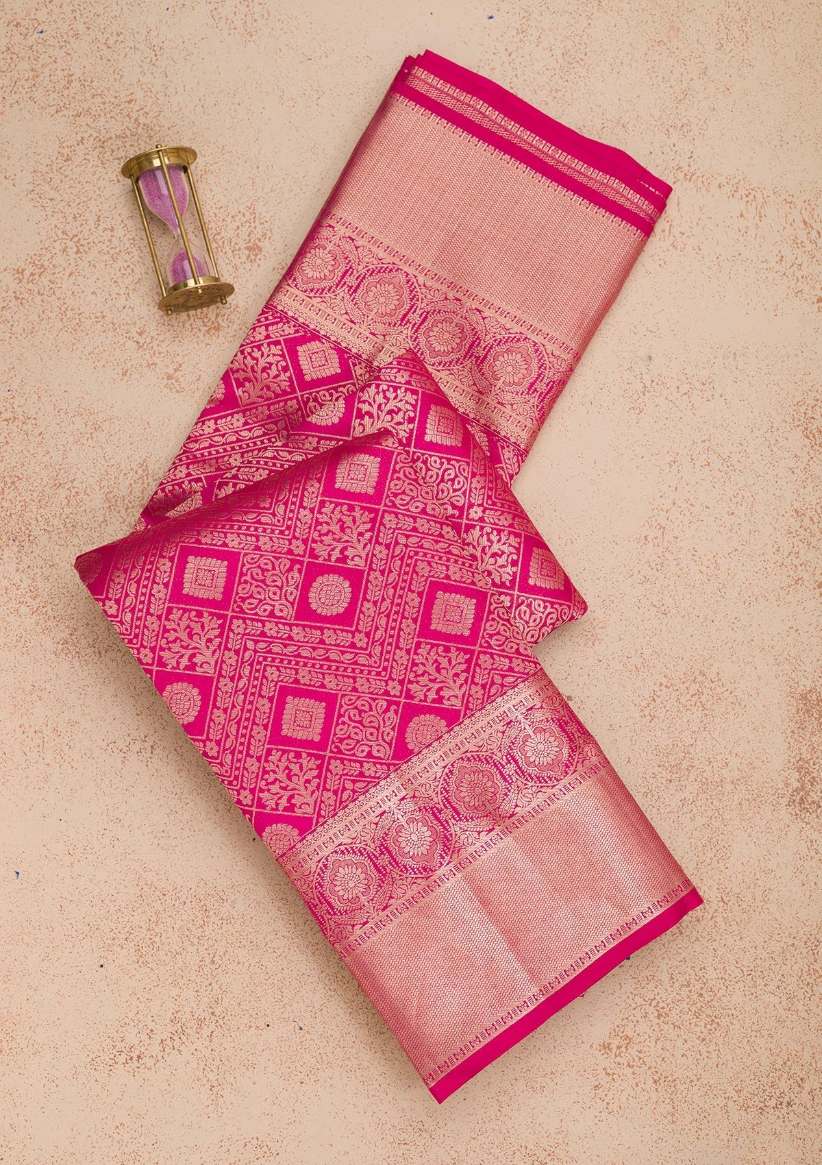 Rani Pink Zariwork Pure Silk Saree-Koskii