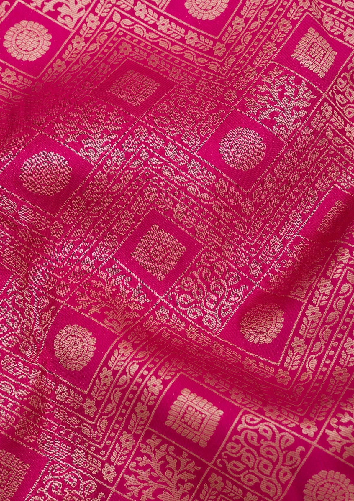 Rani Pink Zariwork Pure Silk Saree-Koskii