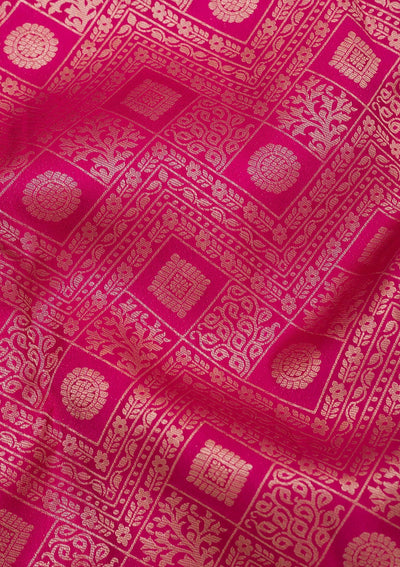 Rani Pink Zariwork Pure Silk Saree-Koskii
