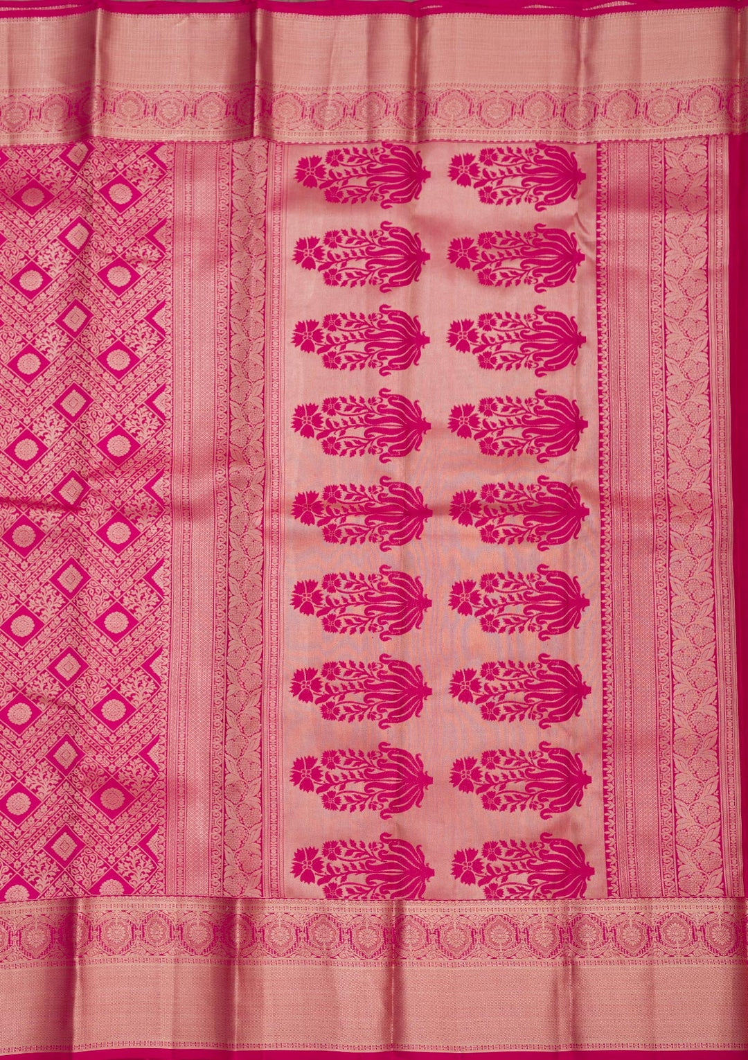 Rani Pink Zariwork Pure Silk Saree-Koskii