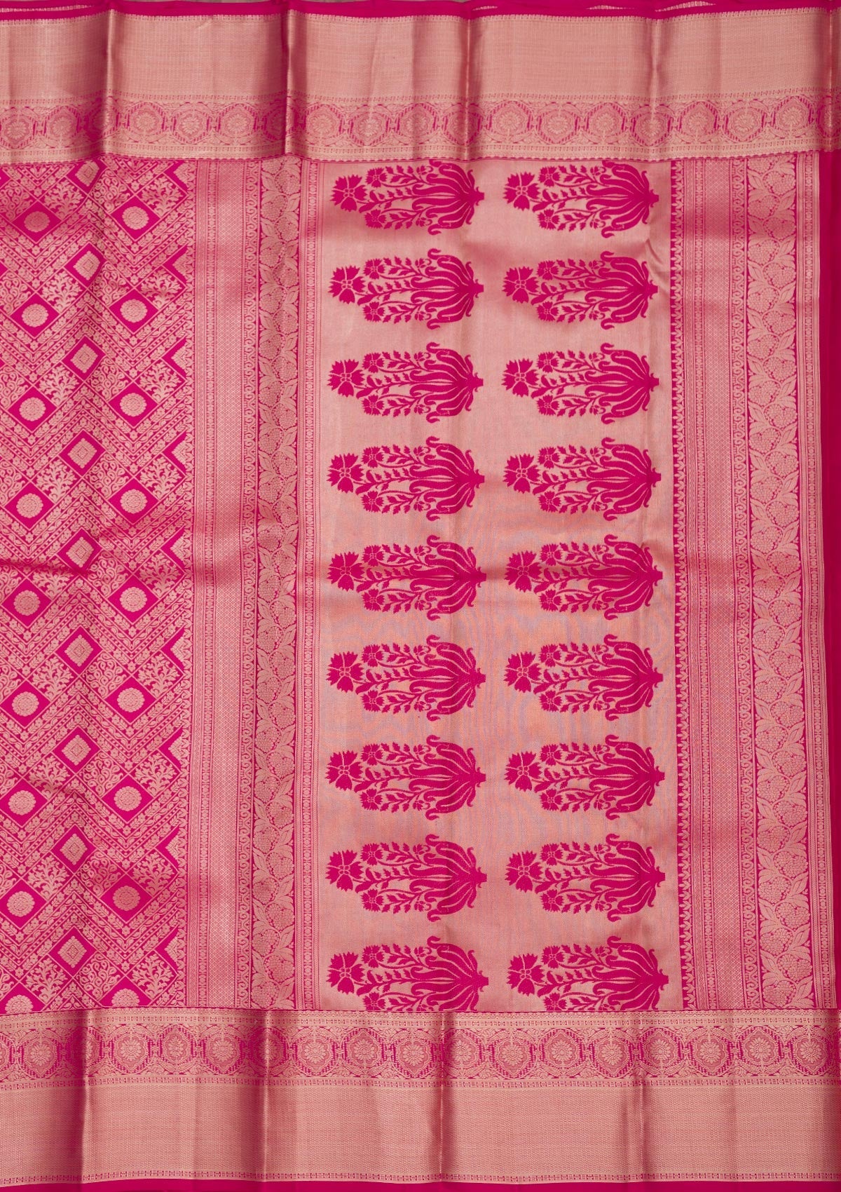 Rani Pink Zariwork Pure Silk Saree-Koskii