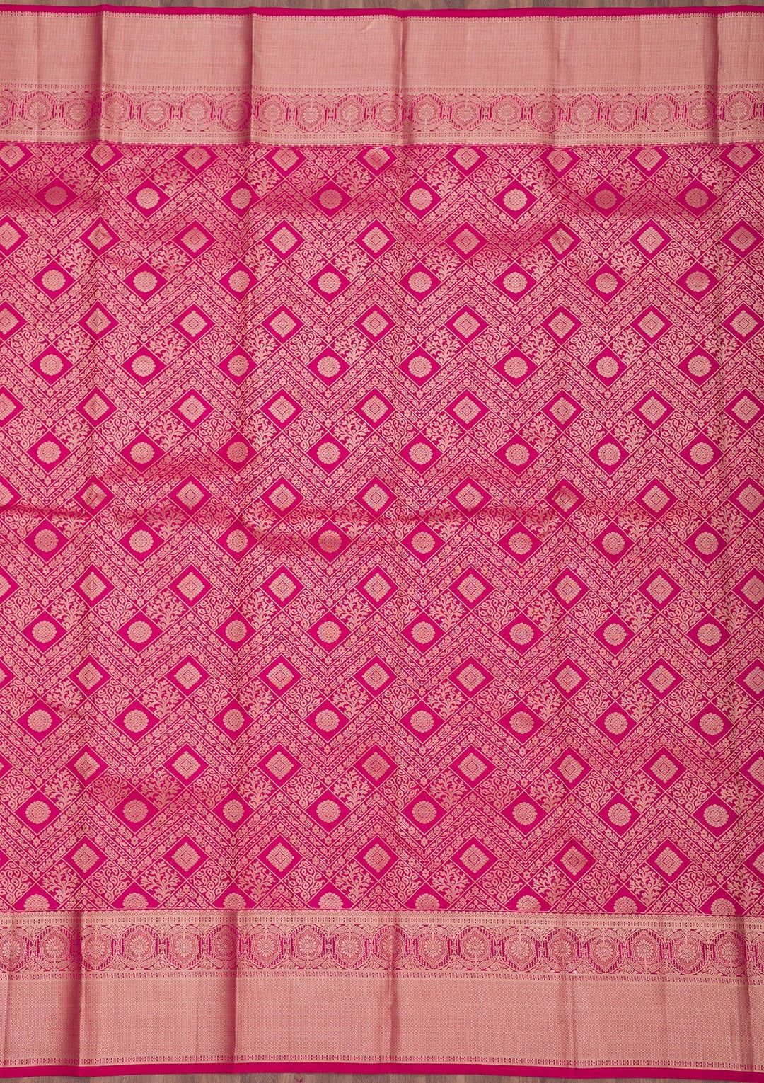 Rani Pink Zariwork Pure Silk Saree-Koskii