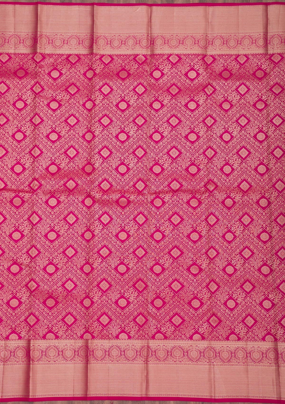 Rani Pink Zariwork Pure Silk Saree-Koskii