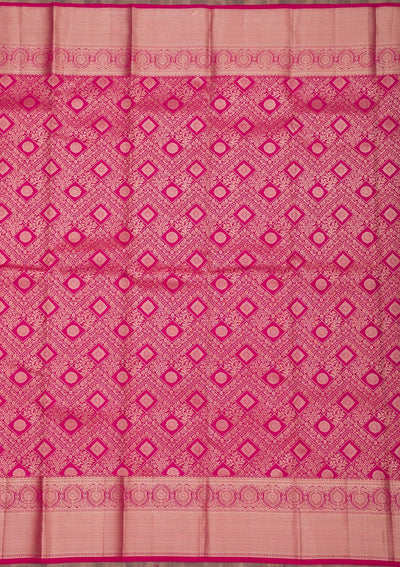 Rani Pink Zariwork Pure Silk Saree-Koskii