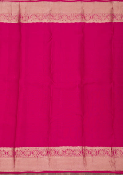Rani Pink Zariwork Pure Silk Saree-Koskii