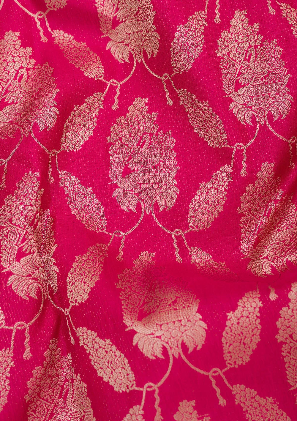 Rani Pink Zariwork Pure Silk Saree-Koskii