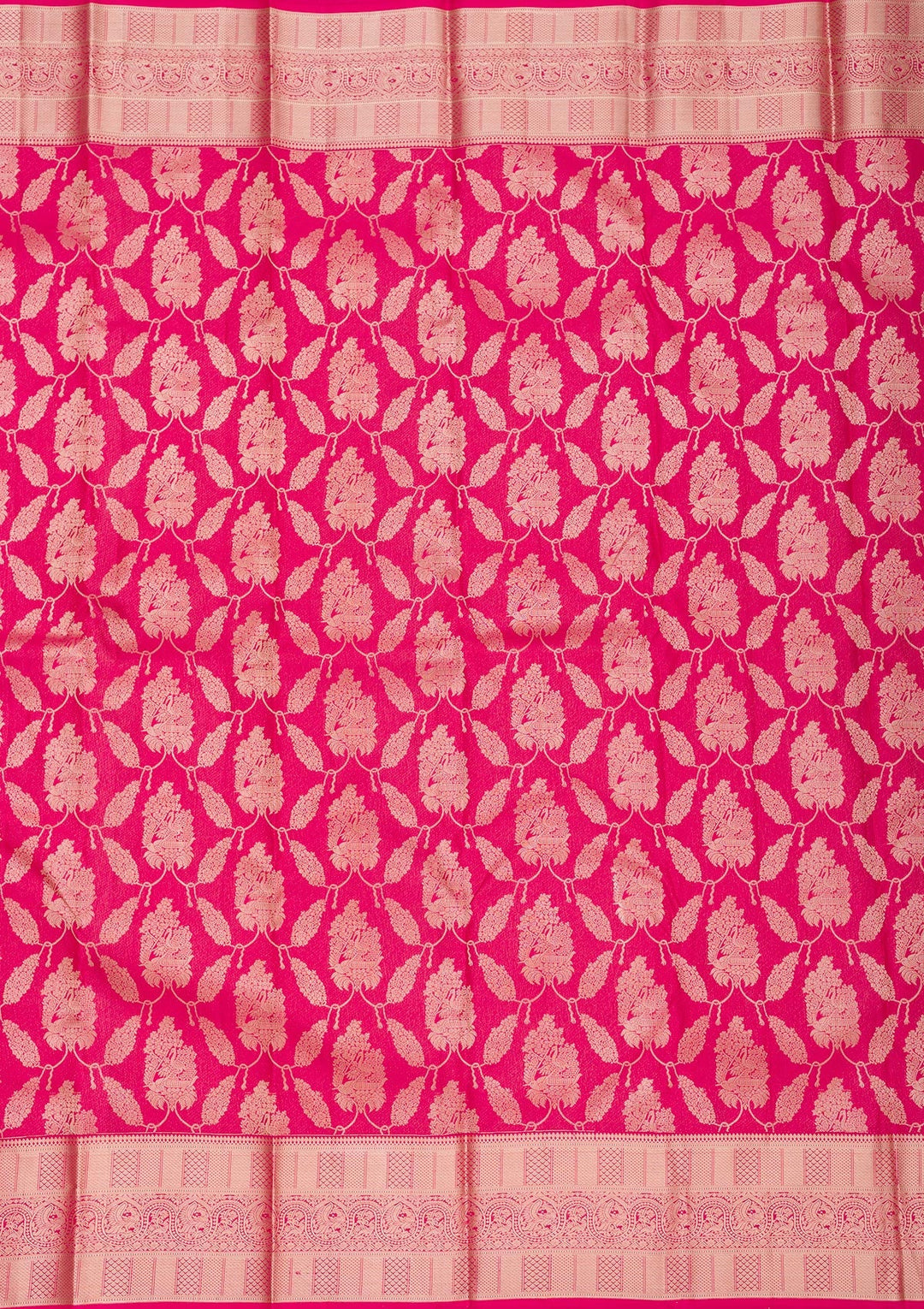 Rani Pink Zariwork Pure Silk Saree-Koskii
